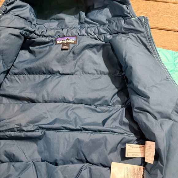 Patagonia Hi-Loft Teal Hooded Puff down Jacket 3T - Picture 4 of 8